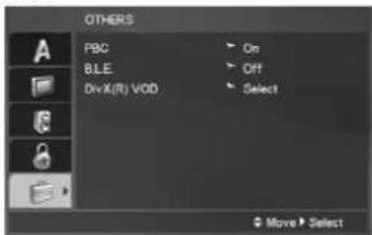 OTHERS PBC B.LE DivX(R) VOD On Off Select Move Select