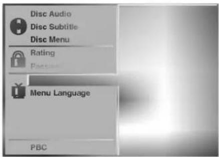 Disc Audio Disc Subtitle Disc Menu Rating Pancus Menu Language PBC