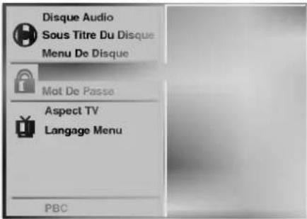 Disque Audio Sous Titre Du Disque Menu De Disque Mot De Passe Aspect TV Langage Menu PBC