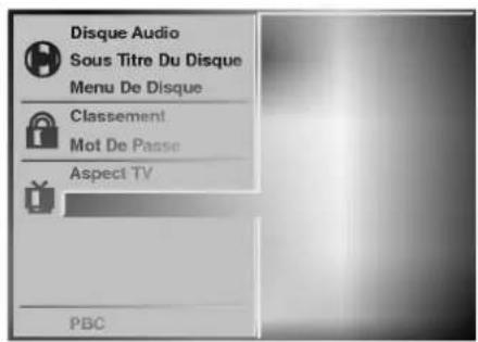 Disque Audio Sous Titre Du Disque Menu De Disque Classement Mot De Passe Aspect TV PBC