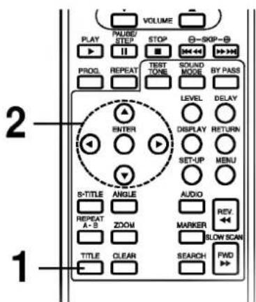 VOLUME PLAY PAUBE/STEP STOP ②-SKIP-② PROG. REPEAT TEST TONE SOUND MODE BY PASS LEVEL DELAY ENTER DISPLAY RETURN SET-UP MENU S-TITLE ANGLE AUDIO REPEAT ZOOM MARKER REV. A-B BLOW SCAN TITLE CLEAR SEARCH PWD 2 1