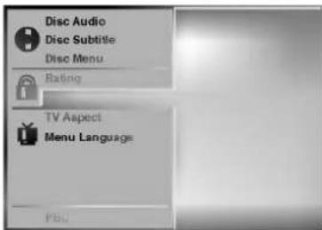 Disc Audio Disc Subtitle Disc Menu Rating TV Aspect Menu Language