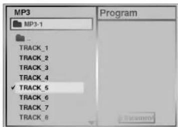MP3 MP3-1 TRACK_1 TRACK_2 TRACK_3 TRACK_4 ✓ TRACK_5 TRACK_6 TRACK_7 TRACK_8 Program