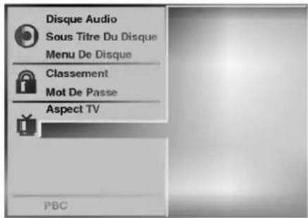 Disque Audio Sous Titre Du Disque Menu De Disque Classement Mot De Passe Aspect TV PBC