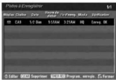 Pistes à Enregistrer 1/1 Notes: Chelte Date Name de début Fuc d'emp. Mod. o Vatification CA9 1/2 Dim 9:51AM 3:21AM HQ Enreg. OK Editor C#A# Suprimer H#D#C Program. enregis. S Farmer