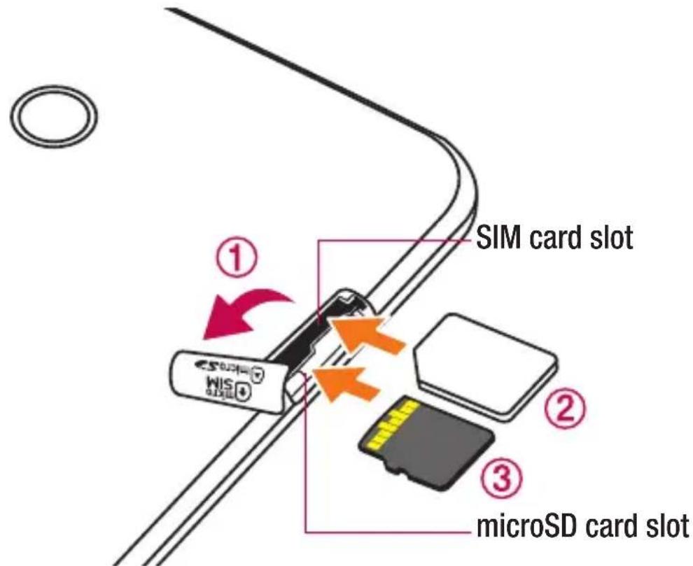 LG V497 - Installing the SIM card or microSD card - 1