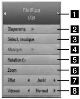 LG BD550C - Options disponibles pendant l'affi chage d'une photo - 1