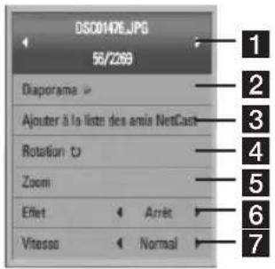 LG BXC590 - Options disponibles pendant l'affichage d'une photo - 1