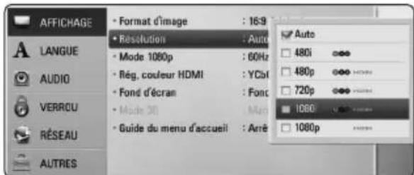 LG BD690C - Réglage de la résolution - 1