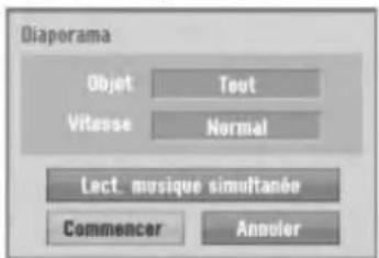 Diaporama Objet Text Vitesse Normal Lect musique simultanée Commencer Annuler