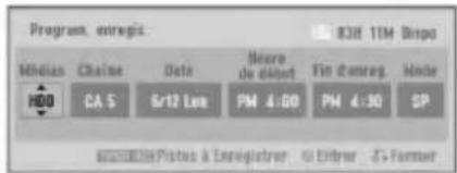Program enregis 83H 11M Strips Médias Chaine Date Monre de clérent Fin d'enreg. Mode HDD CA S 6:17 Lien PM 4:00 PM 4:30 SP ©2019 Plates à Lereignatrer © Ebray © Farmer