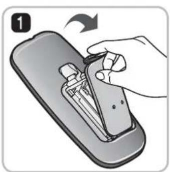 LG VR34406LV - Batterien für die Fernbedienung einsetzen - 1