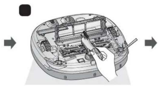 LG VR34406LV - Si se emite el mensaje de voz: «Por favor, retirerial material extraño del cepillo de la parte inferior del HomBot.» - 2