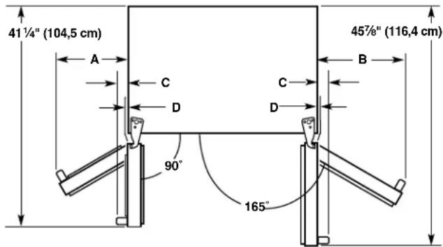 JENN-AIR JSC23C9EEM - Dimensions pour le pivotement des portes - 1