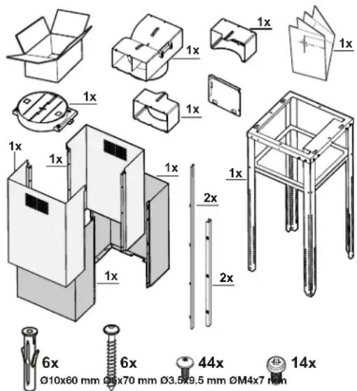 1x 1x 1x 1x 1x 2x 2x 6x 6x 44x 14x Ø10x60 mm Ø5x70 mm Ø3.5x9.5 mm ØM4x7 mm
