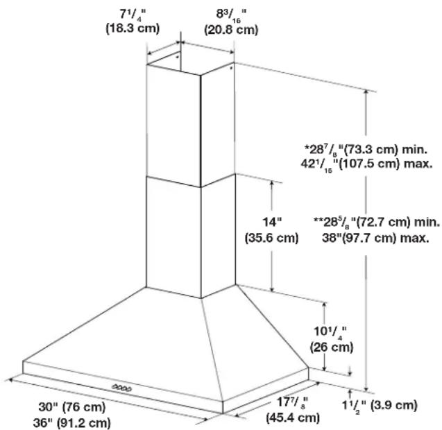 JENN-AIR WVW73UC6LS - Dimensions du produit - 1