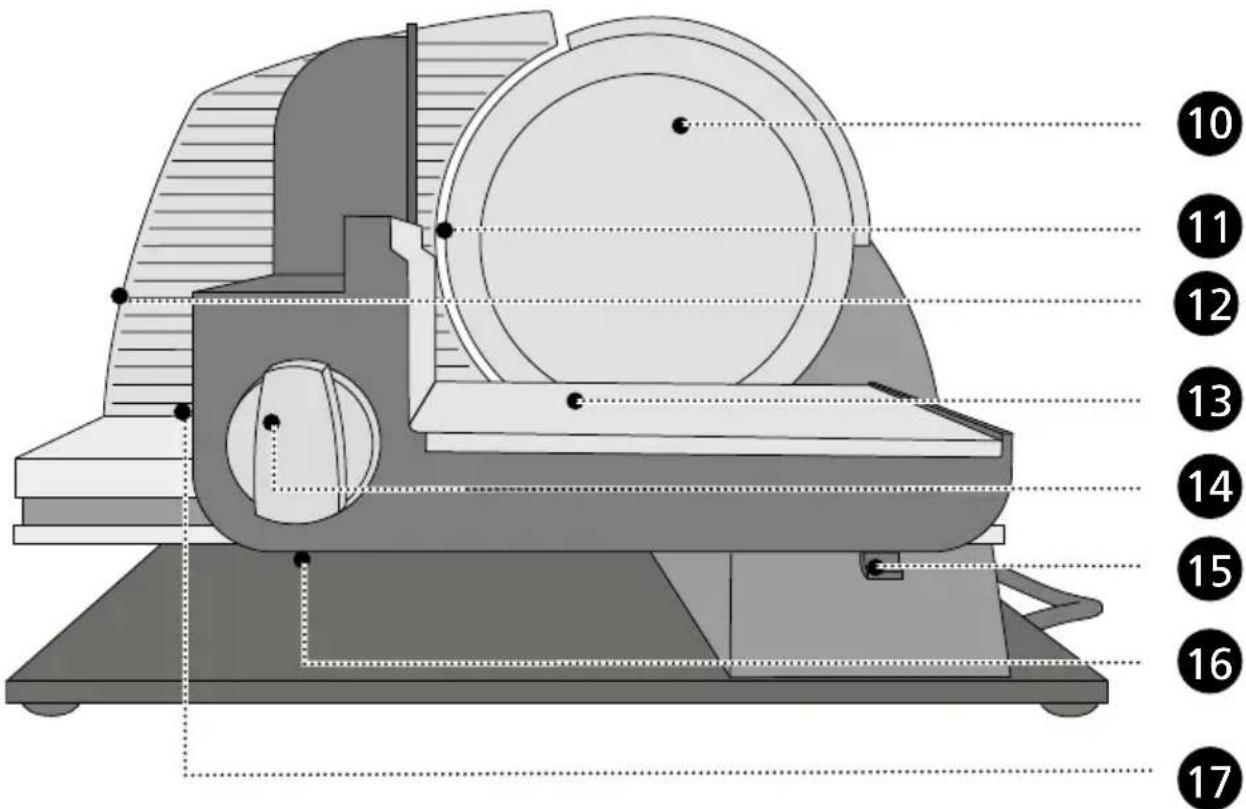 Technical diagram of a mechanical device with numbered parts labeled from 10 to 17