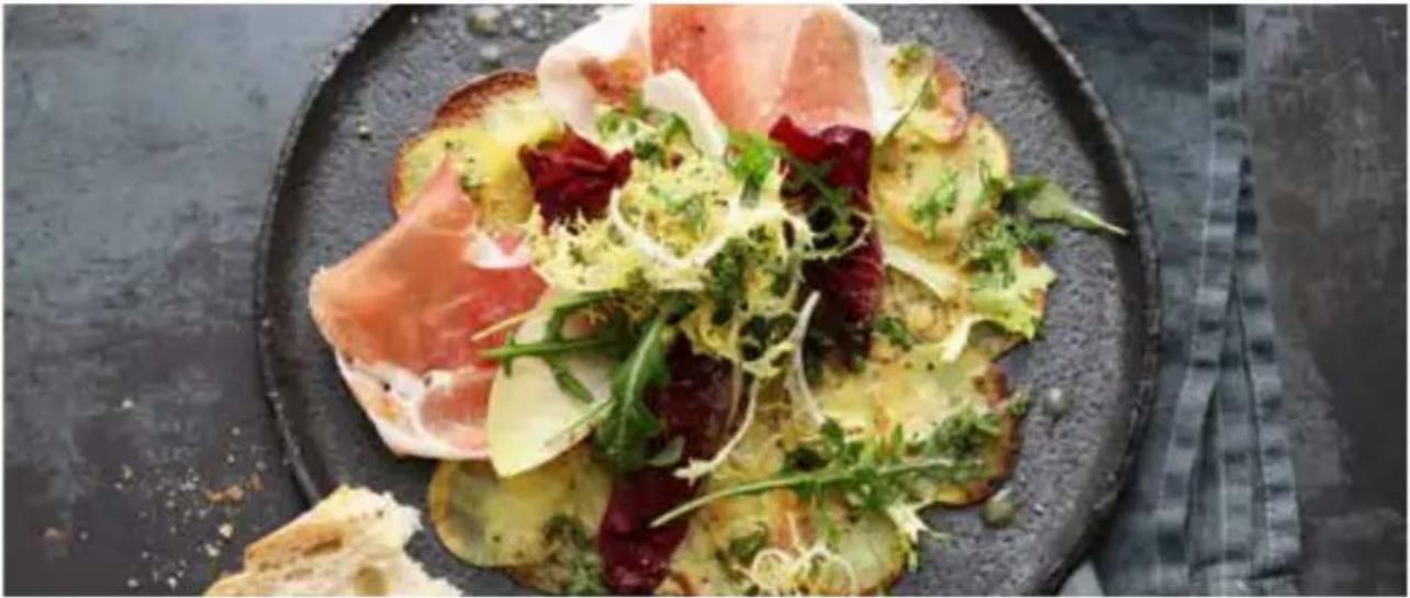 GRAEF SKS700 - Aardappel-carpaccio met ham en bittere slasoorten - 1