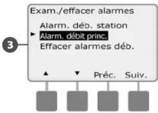 RAIN BIRD ESPLXMEF - Affichage des alarmes de débit principal - 5
