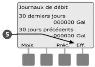 RAIN BIRD ESPLXMEF - Afficher et effacer les journaux des débits - 7