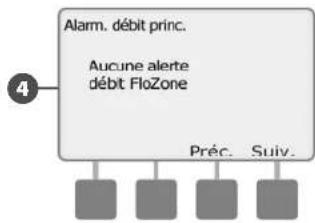 RAIN BIRD ESPLXMEF - Affichage des alarmes de débit principal - 6