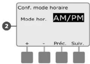 RAIN BIRD ESPLXMEF - Configuration du mode d'affichage de l'heure - 4