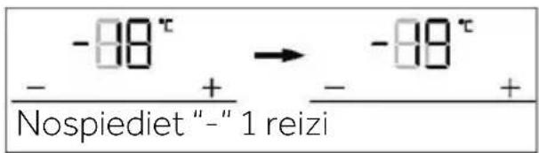 -88° → -88° - + - + Nospiediet “-” 1 reizi
