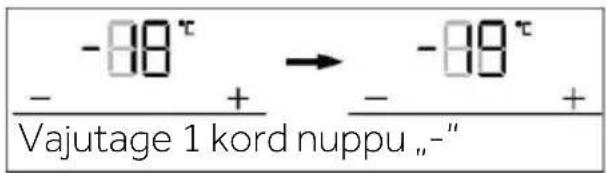 -80° → -80° Vajutage 1 kord nuppu „-”