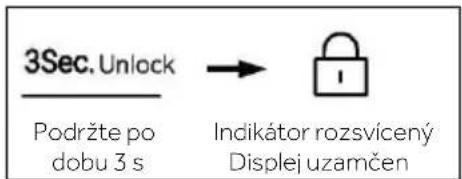 3Sec. Unlock Podržte po dobu 3 s → Indikátor rozsvícený Displej uzamčen