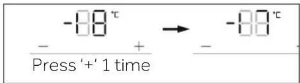 -88 °C → -88 °C Press '+' 1 time