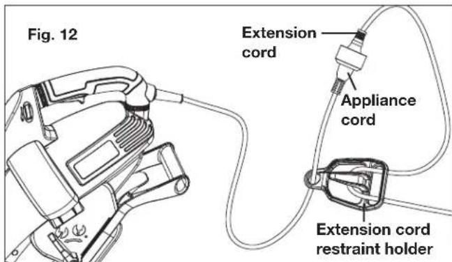Fig. 12 Extension cord Appliance cord Extension cord restraint holder