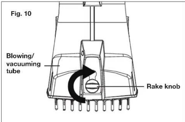 Fig. 10 Blowing/ vacuuming tube Rake knob