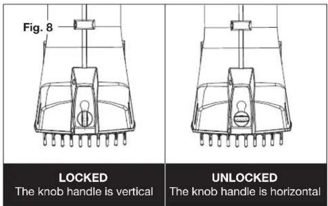Fig. 8 LOCKED The knob handle is vertical UNLOCKED The knob handle is horizontal