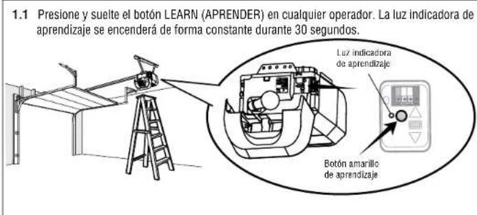 CHAMBERLAIN 050ACTWFATS - Programe un control remoto con el boton learn (aprender) (no se suministra) - 1