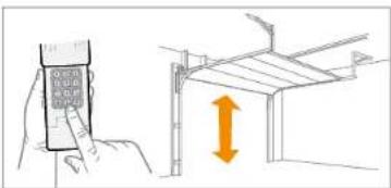 Diagram showing a hand holding a mobile phone and a structural diagram with an upward arrow indicating vertical displacement.