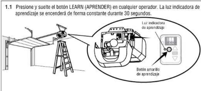 CHAMBERLAIN 050ACTWFATSMC - Programe un control remoto con el boton learn (aprender) (no se suministra) - 1