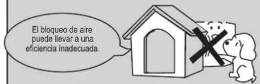 El bloqueo de aire puede llevar a una eficiencia inadecuada.