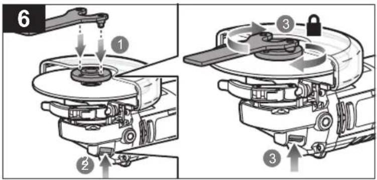 Technical diagram showing mechanical assembly steps with numbered annotations and directional arrows indicating motion or movement.