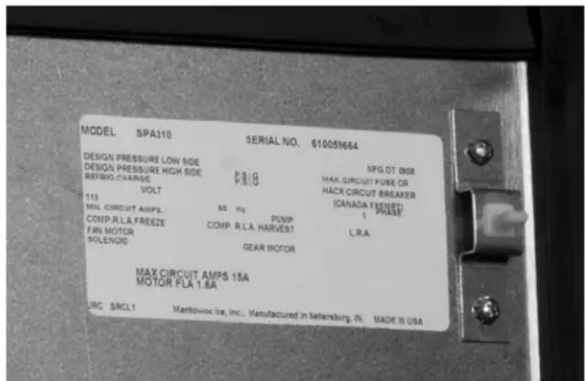 Manitowoc SPA160 - Serial Plate Location - 1
