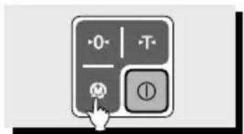 User interface button with numeric keypad and control buttons, featuring a hand cursor pointing to the button.