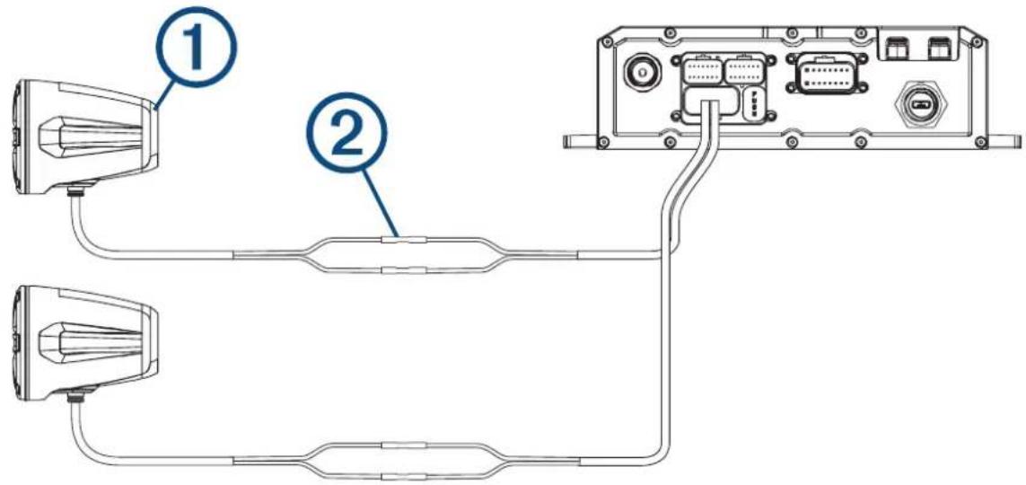 GARMIN Tread Audio System - Exemple de câblage d'un système à une seule zone - 1