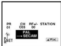 PR CH RF4- STATION 01 C03 00 PAL → SECAM SET ▲YOK