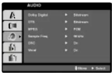 AUDIO Dotby Digital DTR MPES Baseplate Freq. DRC Vocal Editstream Editstream PCM WBA On On Home Select