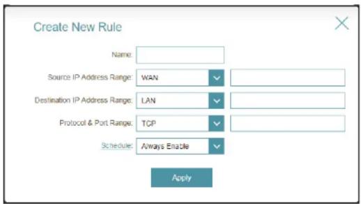 D-LINK Eagle Pro AI G415 - Paramètres du pare-feu - Régles IPv4 / IPv6 - 2