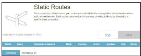 D-LINK G403 - Routes statiques - IPv4 - 1