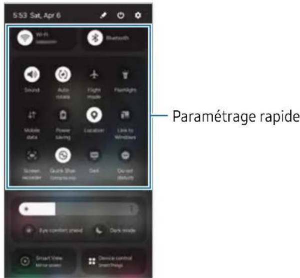 SAMSUNG Galaxy XCover 6 Pro - Utiliser le panneau de paramétrage rapide - 1
