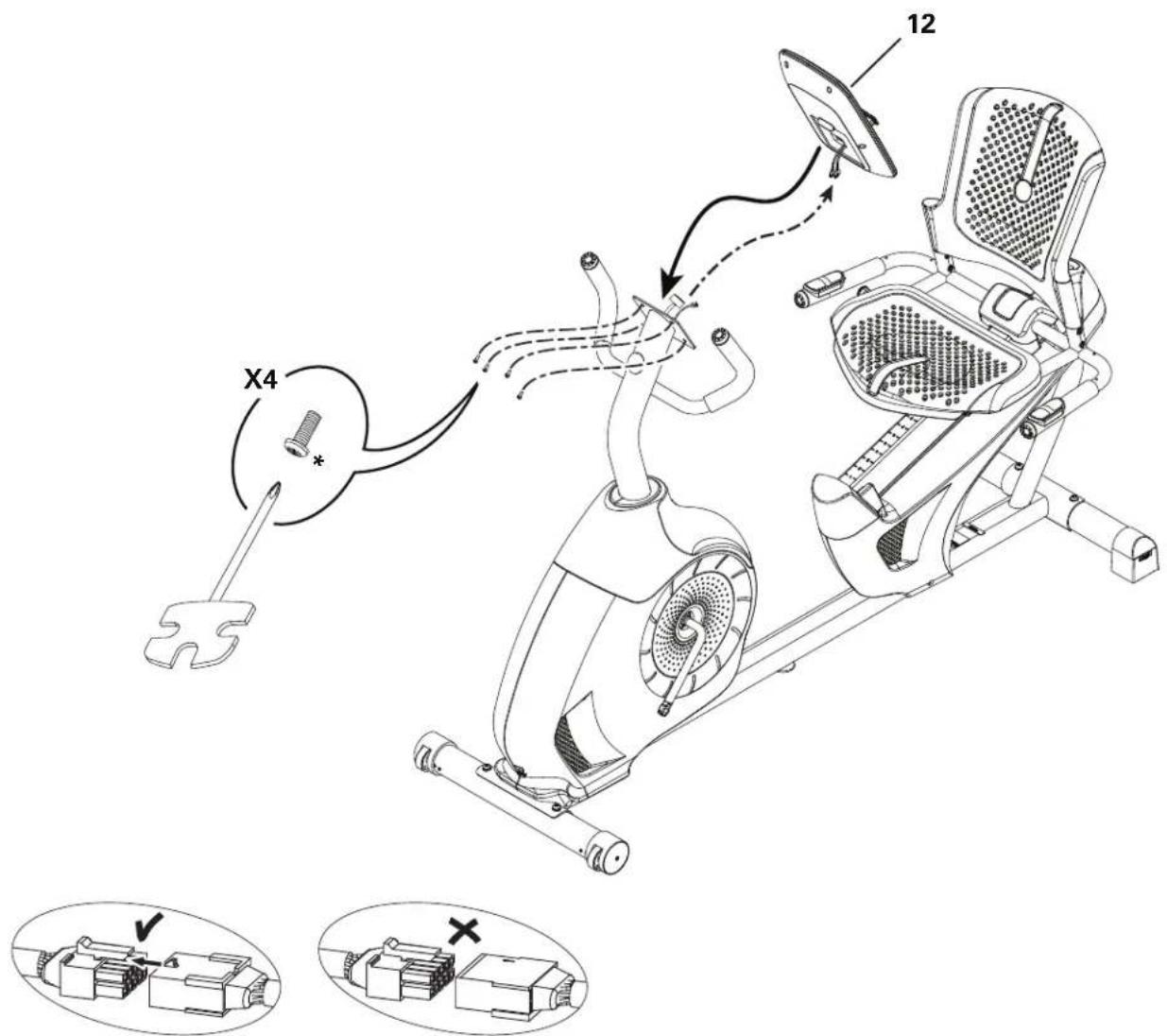 Schwinn 510R - Branchez les câbles et fixez la console au châssis - 1