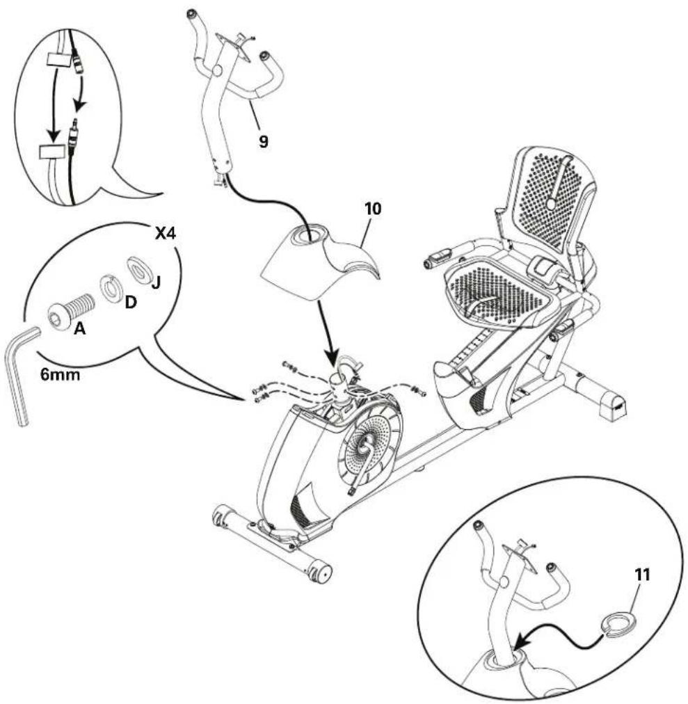 Schwinn 510R - Branchez les câbles et fixez le mât de la console au cadre - 1