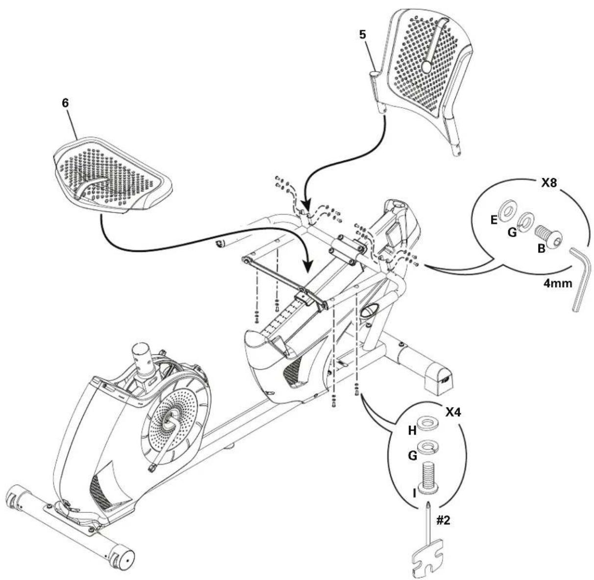 Schwinn 510R - Fixez les coussins du siège sur la cadre du siège - 1