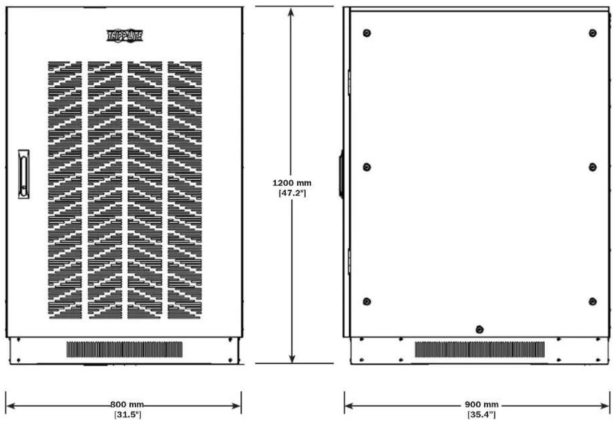Tripp Lite BP240V100 - Dimensiones para BP240V65, BP240V65-NIB, BP240V100, BP240V100-NIB - 1